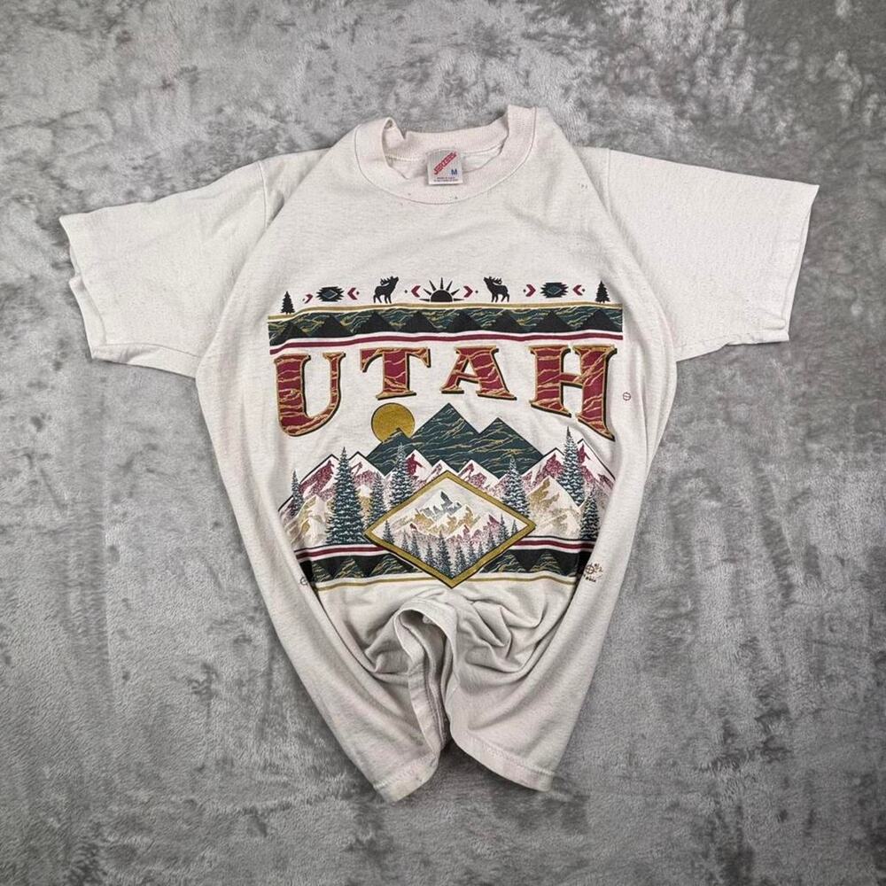 VTG Jerzees Utah Black Hills South Dakota mountain forest retro tshirt mens M
